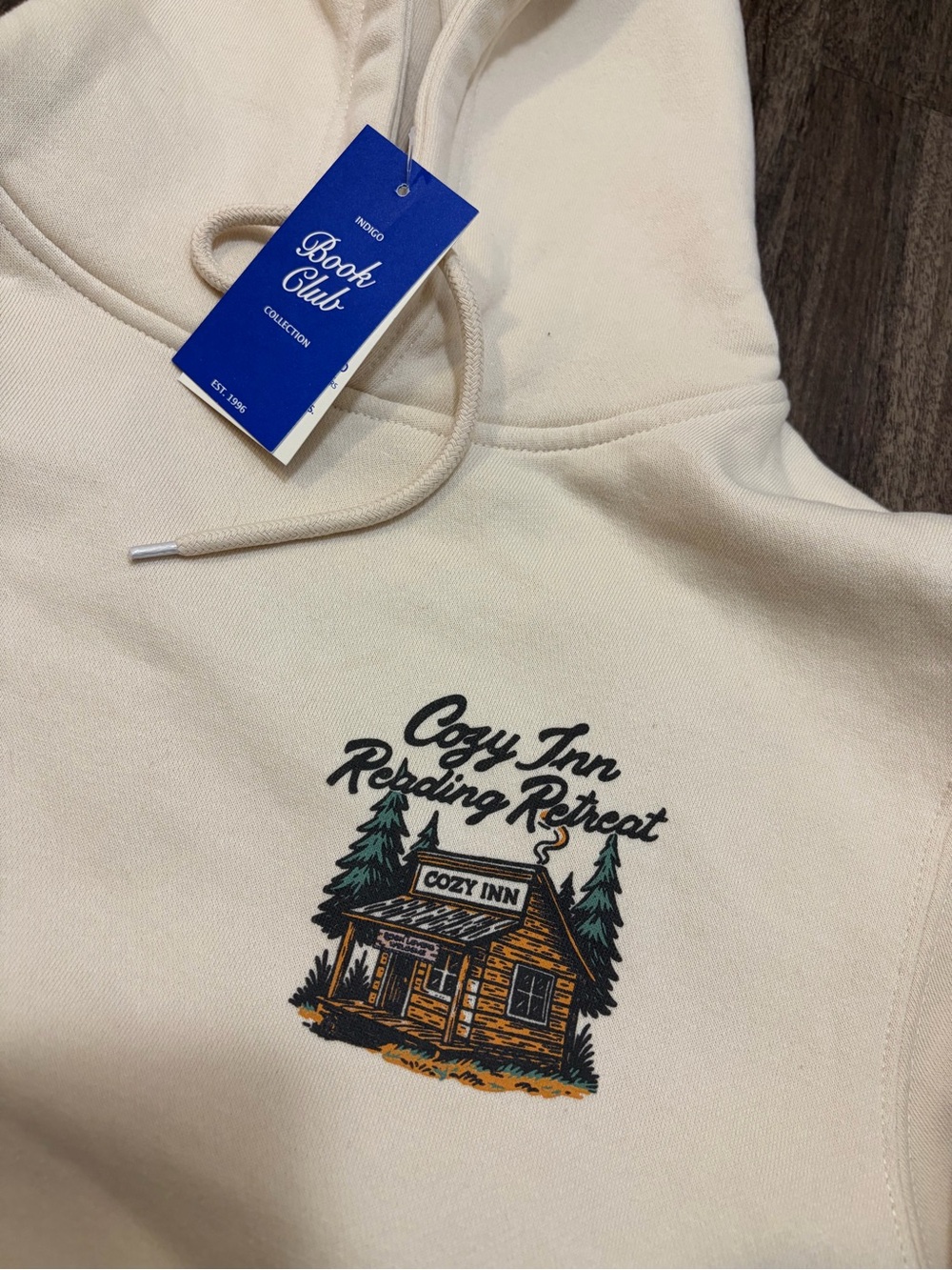 Indigo Cream Cozy Inn Reading Retreat Graphic Hoodie - Picture 2 of 3
